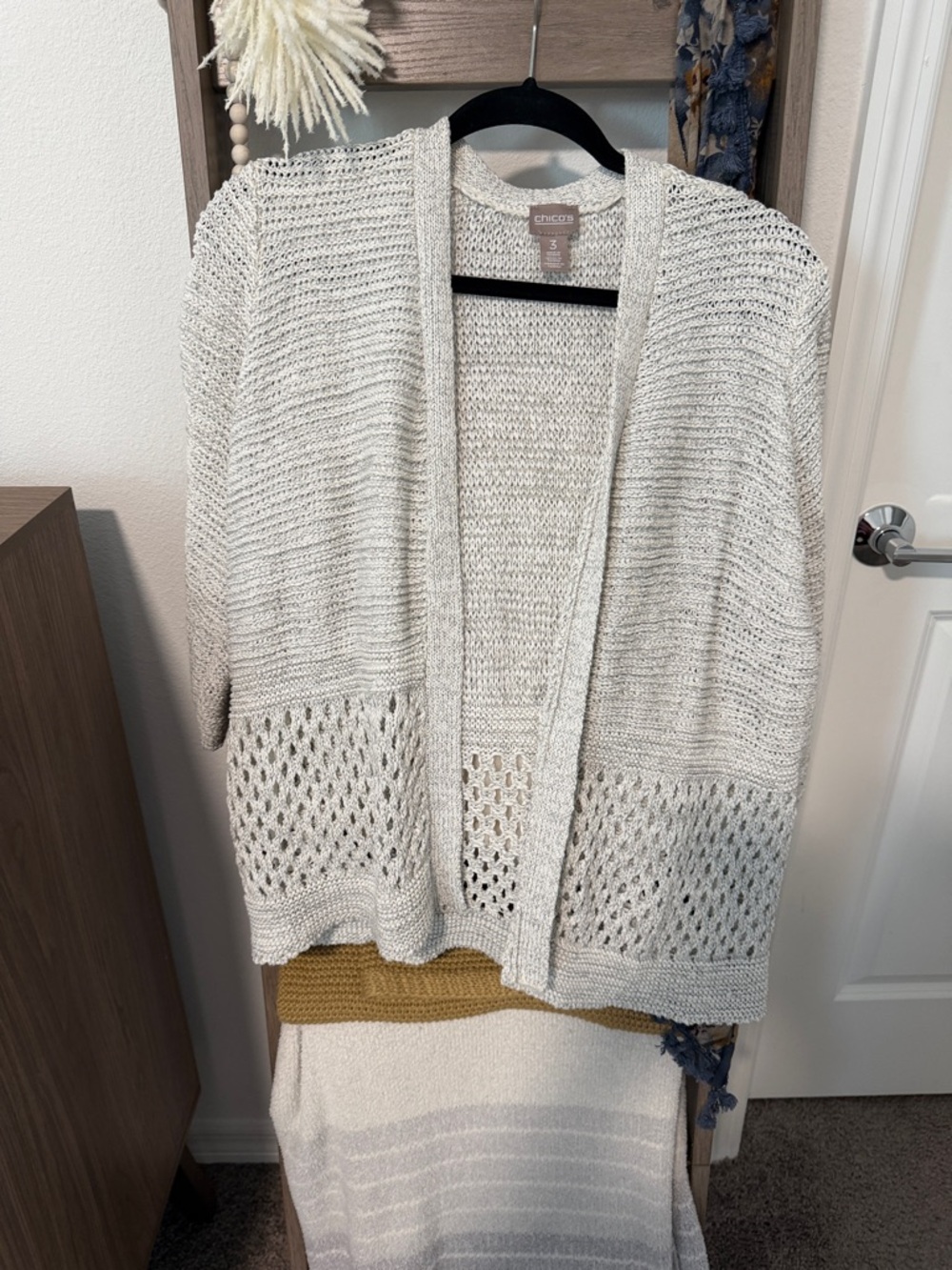 Chiccos gray Open-Weave Knit Cardigan